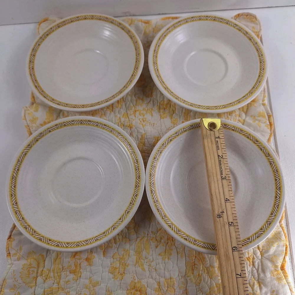 6 Vintage Franciscan Hacienda Gold Beige Speckled Saucers - 6 3/8" - Picture 3 of 8